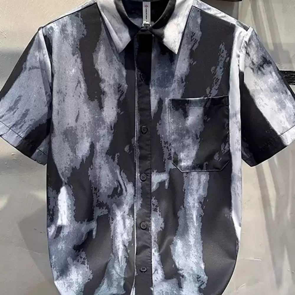 Abstract Tie Dye Wash Short Sleeve Shirt